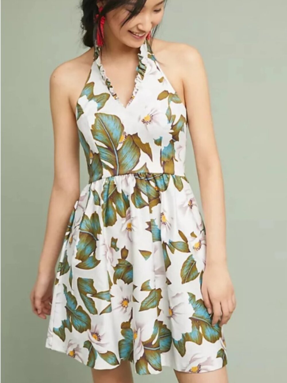 NWT! Size 2 Larke Anthropologie Magnolia Ruffled Halter Dress